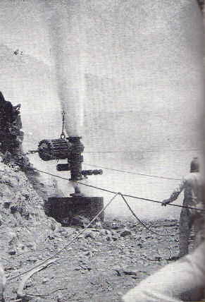 Capping a gas jet spurt from a well.