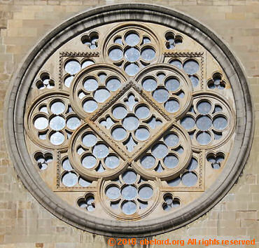 Exterior of south rose window at Lausanne cathedral