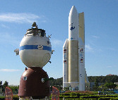 Ariane rocket and Soyuz capsule.