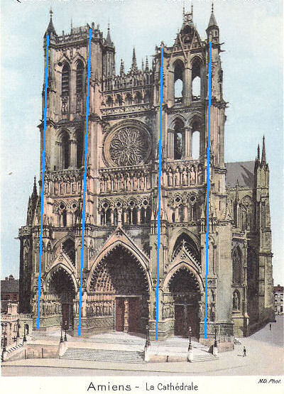 Amiens cathedral - west facade, showing buttresses.