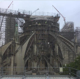 progress on exterior of Notre-Dame de Paris, spring 2023