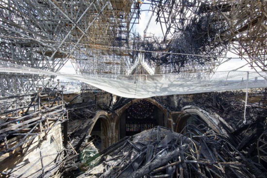 Scaffolding inside the cathedral.