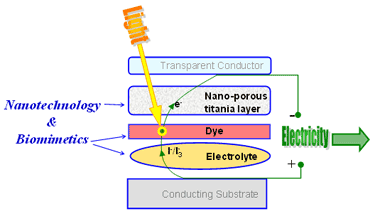 Basic structure of a dye solar cell (DSC) Image credit: dyesol.com