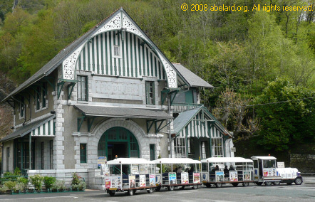 Petit train 
		touristique, this one is outside Lourdes funicular railway station
