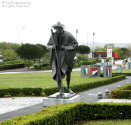 The pilgrom statue at Hastingues aire, A64