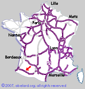 Motorways/autoroutes of France, showing Poey de Lascar aire - wildflower haven, A64