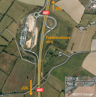Google map of Trementines aire, A87
