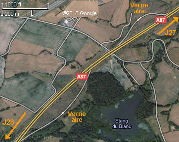 Google map of La Verries aire, A87