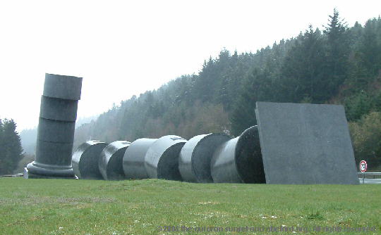 The fallen column at Sechères aire, A89.
