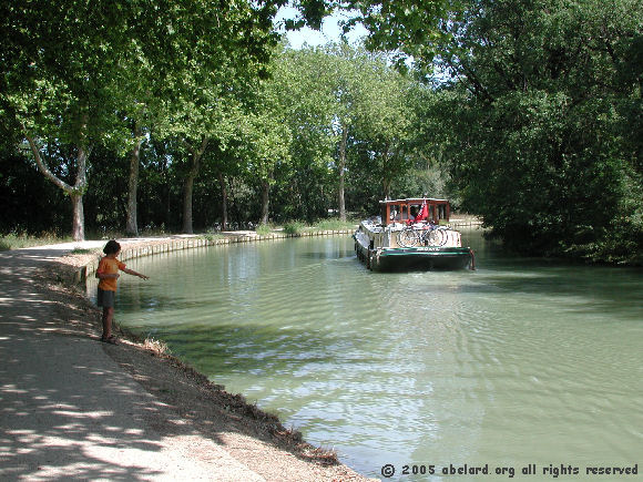 A boat going down the Canal du Midi