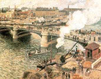 Boieldieu Bridge, Rouen painted by Camille Pissarro