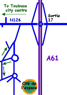 Plan showing access to the Cité de l'espace.