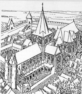 Bologne cathedral in 1570, drawn by Camille Enlart (1862-1927)