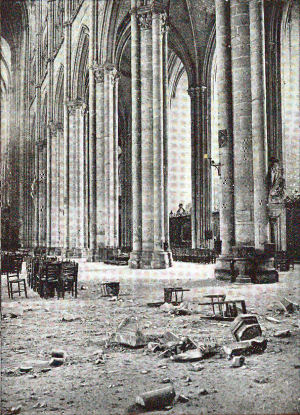 effects of the first shells which hit the cathedral