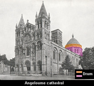 Illustrating a drum, exterior of Angeloume cathedral