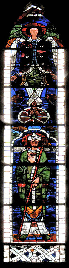 Bay 205 stained glass window Saint Lô and the angel (cherub)