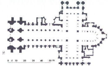 plan of the gothic cathedral of Arras, drawn by Traxier