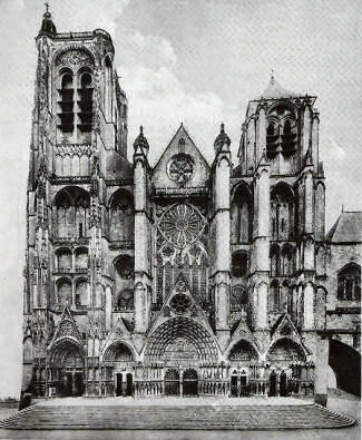 West facade of Bourges cathedral, with its five doorways.