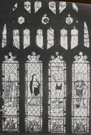 Figures in a grisaille window