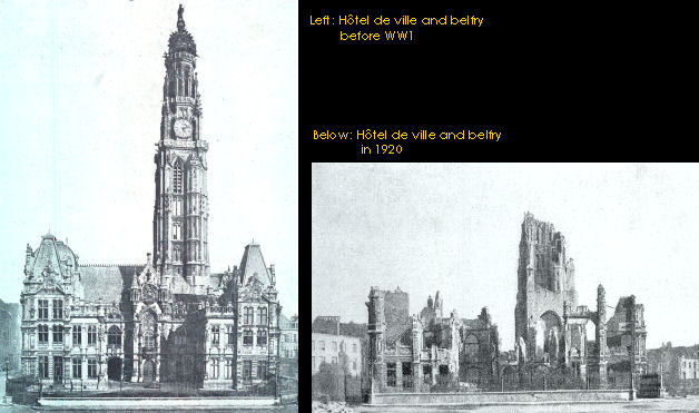 Hotel de ville, Arras - before and after the first world war shellings