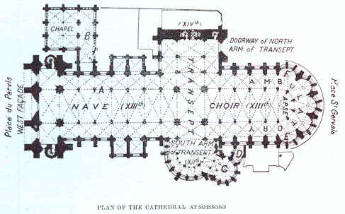Floor plan of Soissons cathedral.