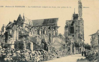 After Soissons cathedral was bombarded in early to mid 1918