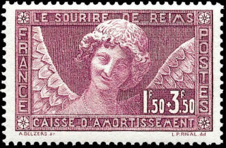 The Smile of Reims stamp, issued in March 1930