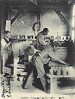 Making resin pots (hughes). Early 1900s.