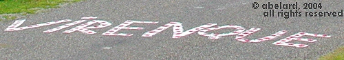 Close-up of a road-painted encouragement for Richard Virenque, spotty jersey winner