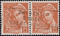 Mercury stamps over-printed by the occupying Germans, 1940