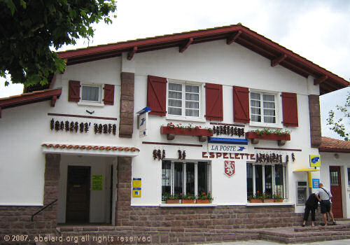 La Poste (the Post Office) at Espelette, with piment garlands 