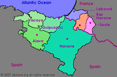 The seven provinces of Pays Basque.