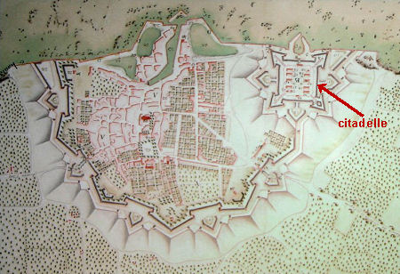 17th century map of St Martin de Re and its walls and fortifications