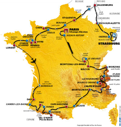 Map of the Tour de France, 2006
