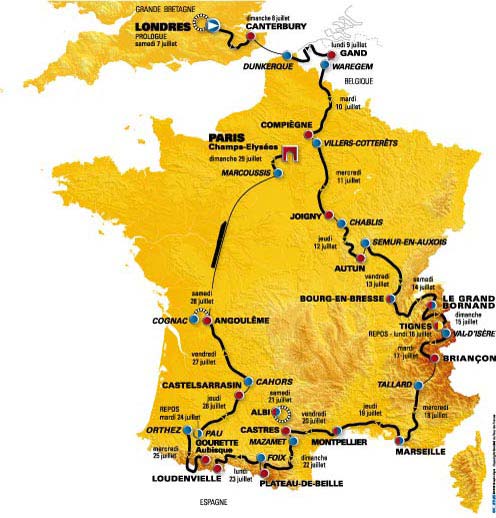 2007 Tour de France race route
