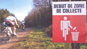Poster marking the start of a rubbish-collecting zone. Image: TDF