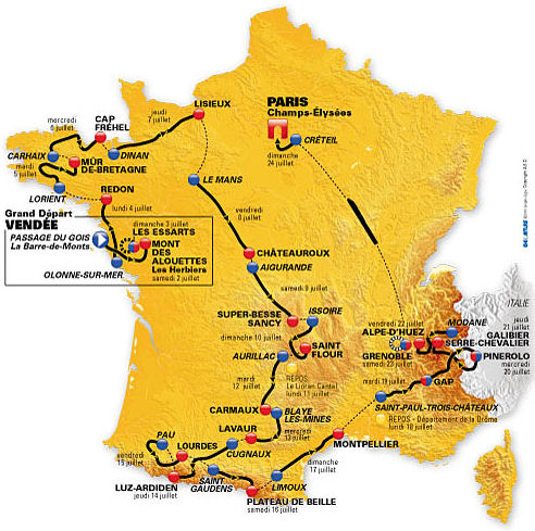 Route of the 2011 Tour de France