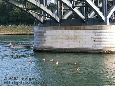 swimmers in the Rhine at Basel.
