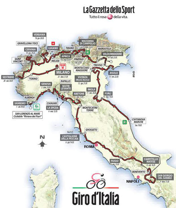 Route map for 2015 Giro d'Italia