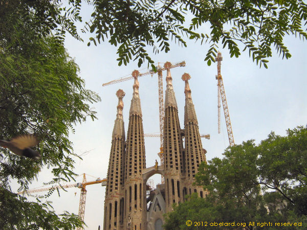 Antoni Gaudi's great work - the Sagrada Familia, work in progress complete with cranes