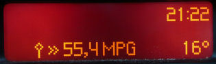 Car digital display - time, temperature, mile per gallon